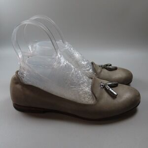 Womens NDC Made by Hand Tassel Ballet Flat 36.5 / 6.5 Taupe Leather Loafer Shoes